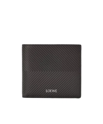 Loewe Bifold Coin Wallet In Textured Classic Calfskin In Gray