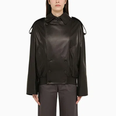 Loewe Black Leather Balloon Jacket Women