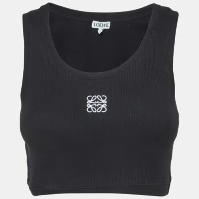 Pre-owned Loewe Black Ribbed Knit Anagram Tank Top L