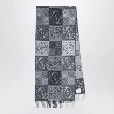 Loewe Black/white Anagram Wool And Cashmere Scarf