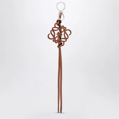 Loewe Brown Leather Anagram Pendant In Orange