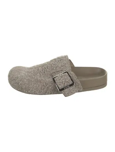 Pre-owned Loewe Brushed Suede Slides In Neutrals
