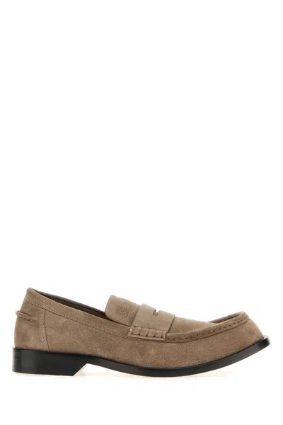 Loewe Cappuccino Suede Bobine Loafers For Men In Brown