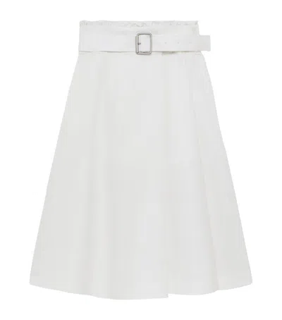 Loewe Cotton Midi Skirt With A Belt In White