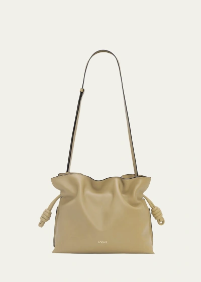 Loewe Flamenco Leather Clutch Bag In 9584 Clay Green