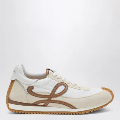 Loewe Flow Runner 2.0 Sneakers In White/brown Nylon And Suede