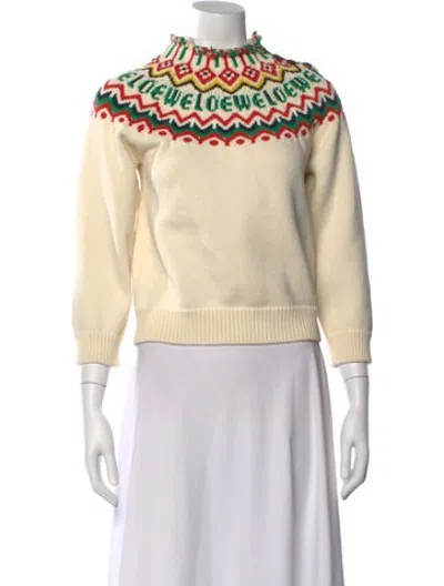 Pre-owned Loewe Graphic Print Turtleneck Sweater In Neutrals