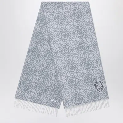 Loewe Grey Anagram Wool And Cashmere Scarf In Gray