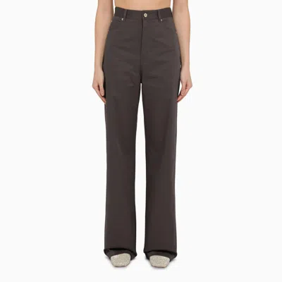 Loewe Grey Cotton Wide Trousers Women In Grey