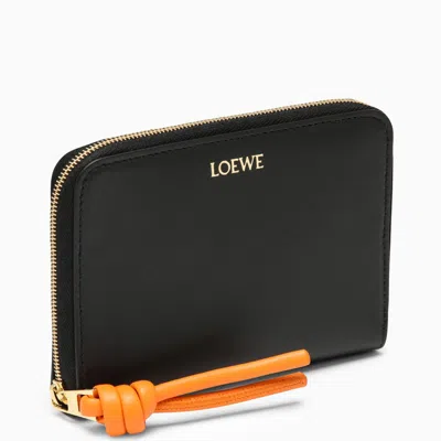 Loewe Knot Leather Compact Zip Wallet In Black