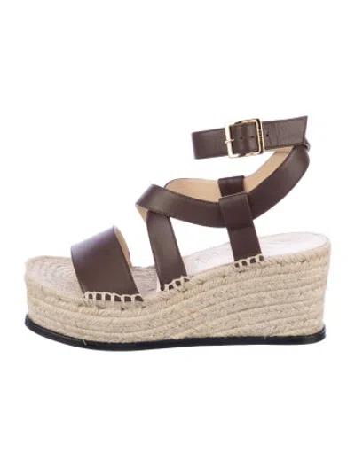 Pre-owned Loewe Leather Espadrilles In Brown