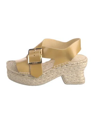 Pre-owned Loewe Leather Espadrilles In Neutrals
