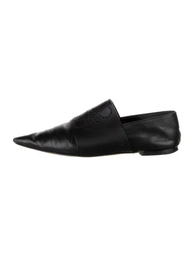 Pre-owned Loewe Leather Lasercut Accents Loafers In Black