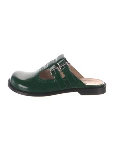 Pre-owned Loewe Leather Mary Jane Flats In Green
