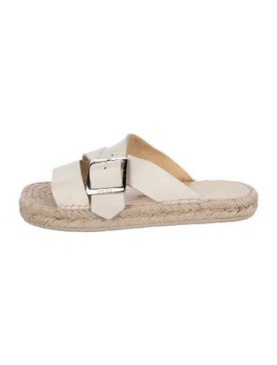 Pre-owned Loewe Leather Slides In Neutrals