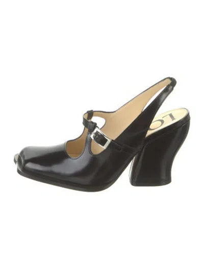 Pre-owned Loewe Leather Slingback Pumps In Black