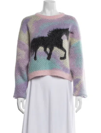 Pre-owned Loewe Mohair Graphic Print Sweater In Purple