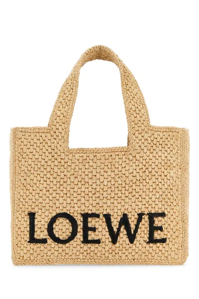 Loewe Paula's Ibiza  Font Tote Small Bag In Brown
