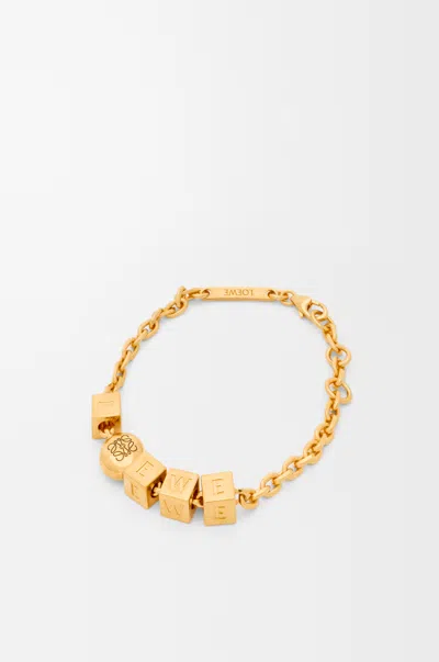 Loewe Pebble Cube Bracelet In Sterling Silver Size:m For Woman In Gold
