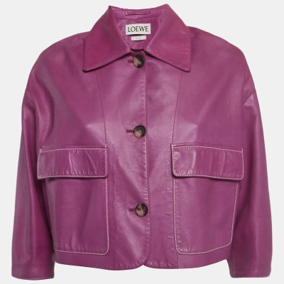 Pre-owned Loewe Pink Lambskin Leather Cropped Shirt S