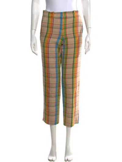 Pre-owned Loewe Plaid Print Straight Leg Pants In Neutrals