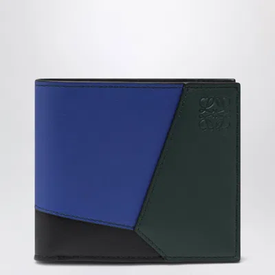 Loewe Puzzle Black And Blue Bifold Wallet