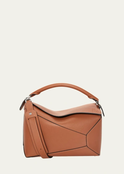 Loewe Puzzle Edge Leather Shoulder Bag In Brown