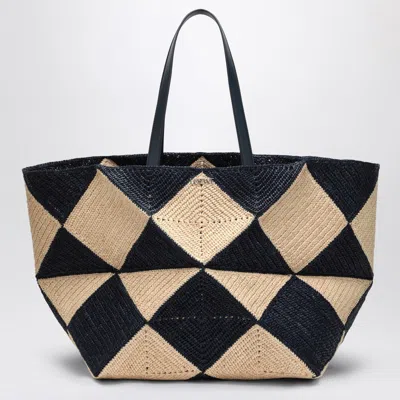Loewe Puzzle Fold Tote Xxl Natural/navy Raffia Bag