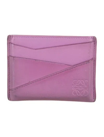 Pre-owned Loewe Puzzle Leather Card Holder In Purple