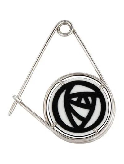 Pre-owned Loewe Rose Mechanopin Brooch In Black/white