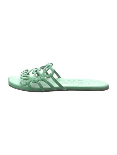 Pre-owned Loewe Rubber Slides In Green