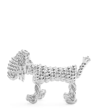 Loewe Sausage Dog Brooch In Silver