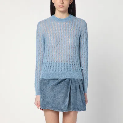 Loewe Sky Blue Perforated Sweater In Mohair Blend