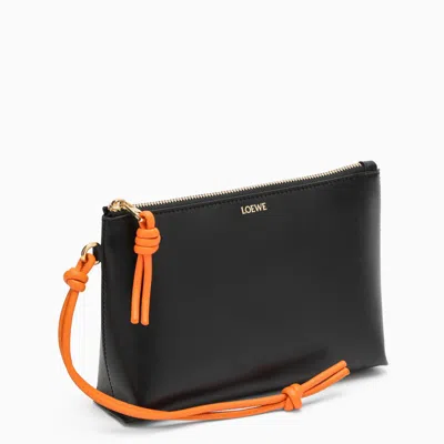 Loewe T-knot Leather Pouch In Black