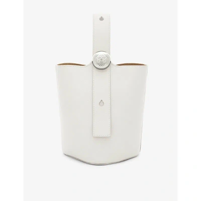 Loewe Womens Soft White Pebble Mini Leather Bucket Bag