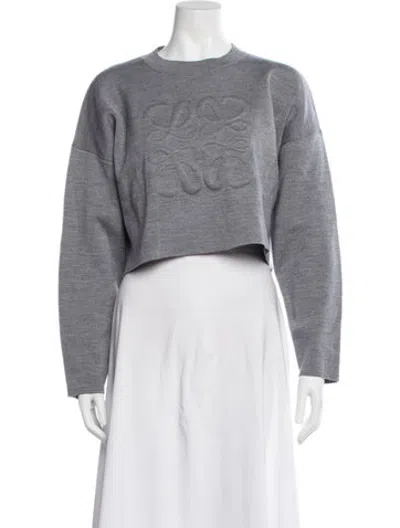 Pre-owned Loewe Wool Crew Neck Crop Top In Grey
