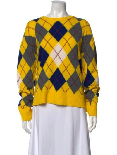 Pre-owned Loewe Wool Plaid Print Sweater In Yellow