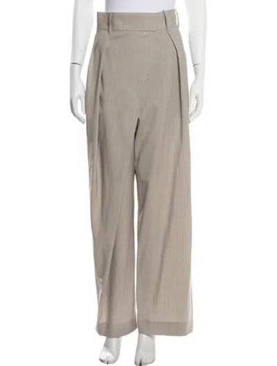 Pre-owned Loewe Wool Wide Leg Pants In Neutrals