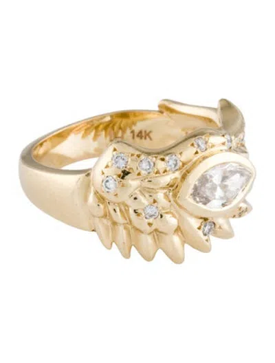 Pre-owned Logan Hollowell 14k Diamond Angel Eye Sprinkled Wing Ring In Multicolor