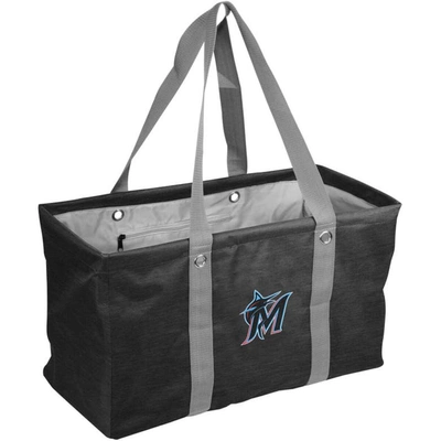 Logo Brands Miami Marlins Crosshatch Picnic Caddy Tote Bag In Black