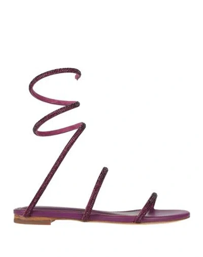 Lola Cruz Woman Sandals Purple Size 6 Leather