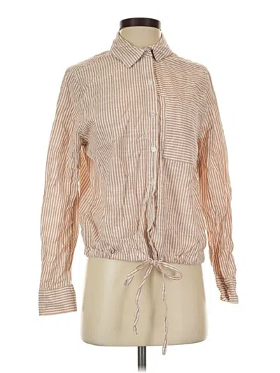 Pre-owned Lola River Long Sleeve Blouse In Tan