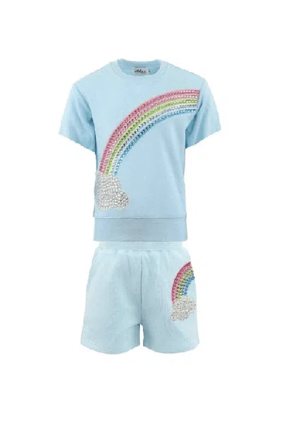 Lola + The Boys Kids'  Crystal Rainbow Sky Short Set In Blue