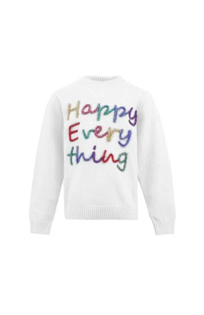 Lola + The Boys Kids'  Happy Everything Tinsel Sweater In White