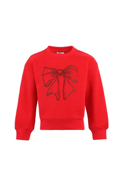 Lola + The Boys Kids'  Shimmer Bow Sweatshirt In Red