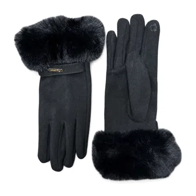London Fog Touchscreen Gloves Wih Faux Fur Cuff In Gray