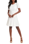London Times Eyelet Fit & Flare Dress In White