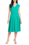 London Times Fit And Flare Midi Dress In Green