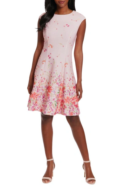 London Times Women's Scattered Floral-print Fit & Flare Dress In Pink,coral