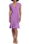 London Times Ruffle Faux Wrap Dress In Lilac